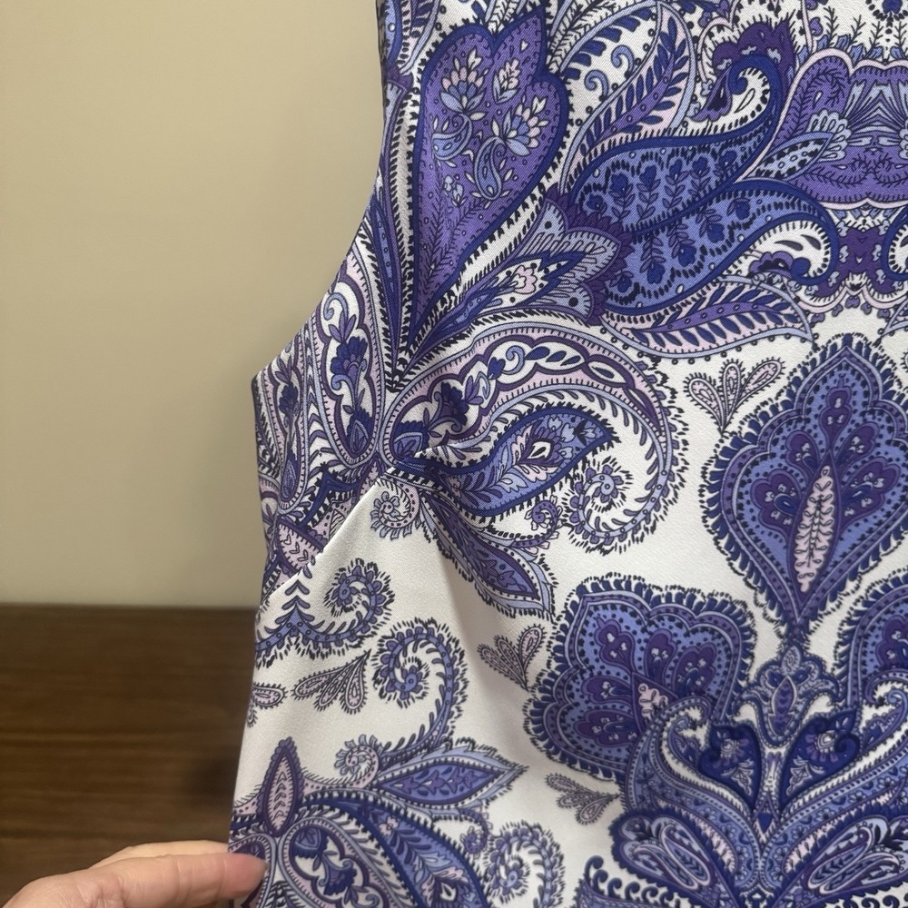 NWT Purple Paisley Sheath Dress Size 12 Preppy Boho Coastal 90s Resort Workwear - Picture 3 of 8